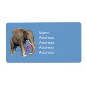 olifant met roze orchidee etiket (Voorkant)