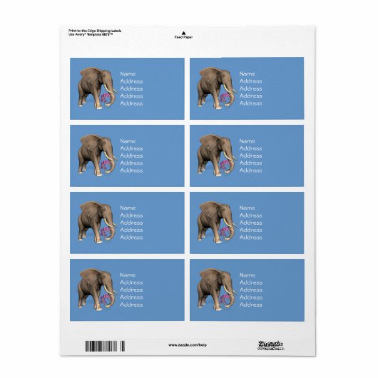 olifant met roze orchidee etiket (Full Sheet)