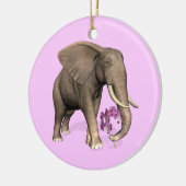 olifant met roze orchidee keramisch ornament (Links)