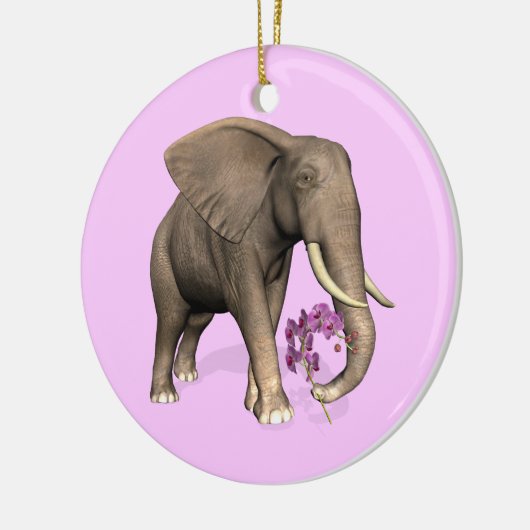 olifant met roze orchidee keramisch ornament (Links)