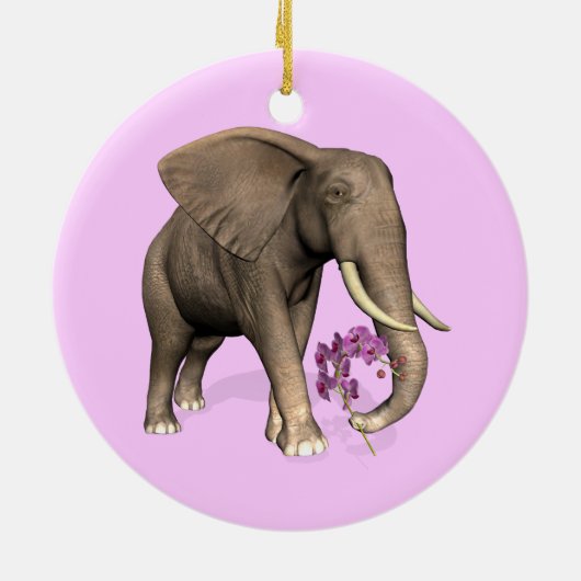 olifant met roze orchidee keramisch ornament (Achterkant)