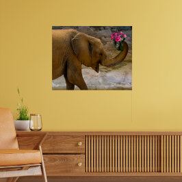 Olifant met Rozen Poster