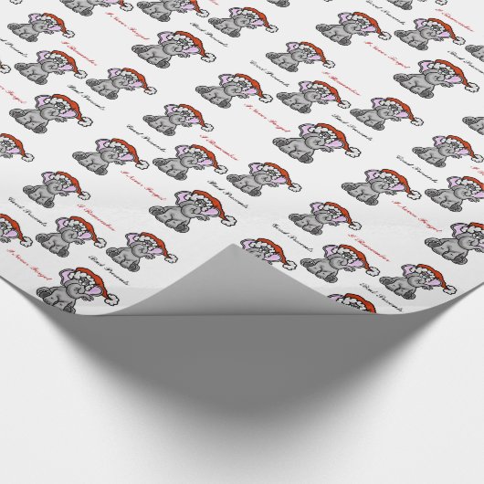 Olifant met Santa Hat Gift Wrap Cadeaupapier (Hoek)