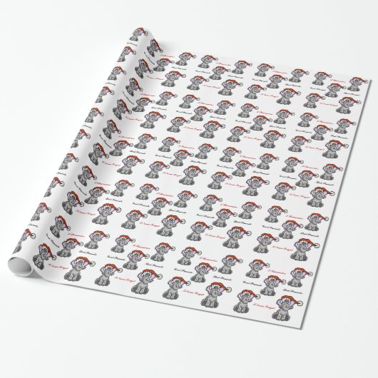 Olifant met Santa Hat Gift Wrap Cadeaupapier (Uitgerold)