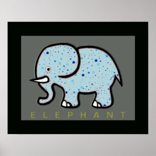olifant met sterrendecor poster