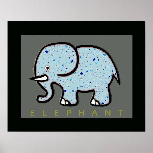 olifant met sterrendecor poster (Voorkant)