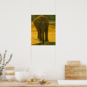 Olifant met tak bij Water's Edge Poster (Keuken)