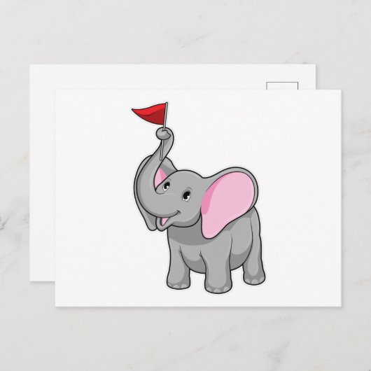 Olifant met Vlag Briefkaart (Voorkant / Achterkant)