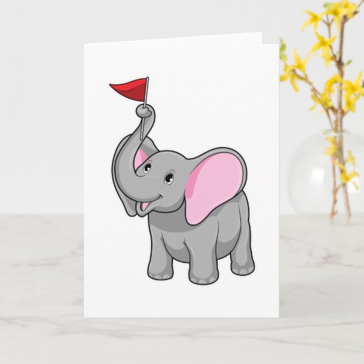 Olifant met Vlag Kaart (Gele Bloem)