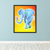 Olifant met vlinder-21987 canvas afdruk (Insitu (Houten vloer))