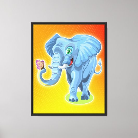 Olifant met vlinder-21987 canvas afdruk (Voorkant)