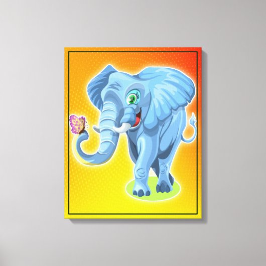 olifant met vlinder canvas afdruk (Voorkant)