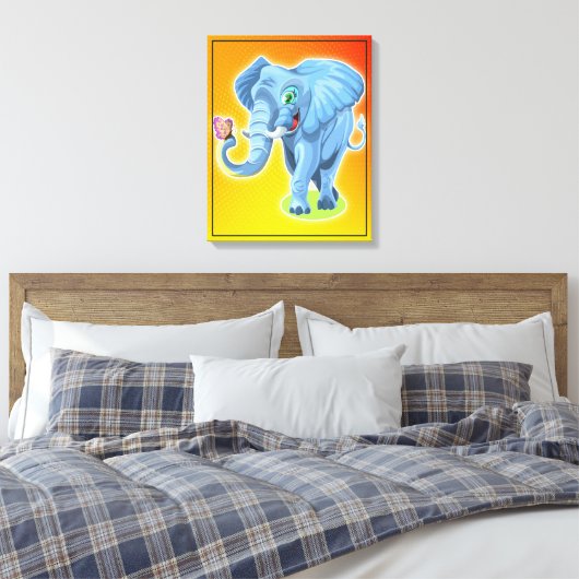 olifant met vlinder canvas afdruk (Insitu (Slaapkamer))