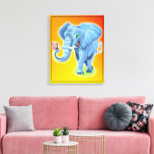 olifant met vlinder canvas afdruk (Insitu (Woonkamer))