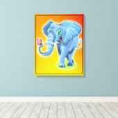 olifant met vlinder canvas afdruk (Insitu (Houten vloer))