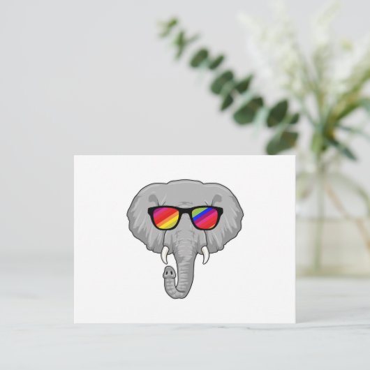 Olifant met zonnebril briefkaart (Staand voorkant)