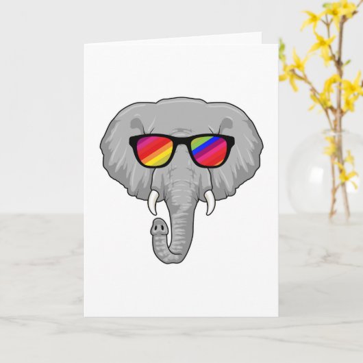 Olifant met zonnebril kaart (Gele Bloem)