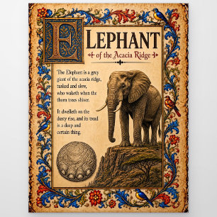 Olifant, Middeleeuwse Bestiarium Kunst Briefkaart