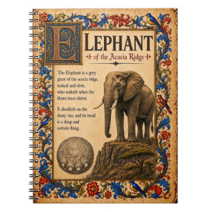 Olifant, Middeleeuwse Bestiarium Kunst Notitieboek