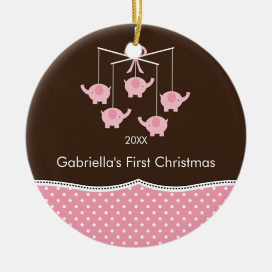 Olifant Mobiele Baby Eerste Kerst Ornament (Voorkant)