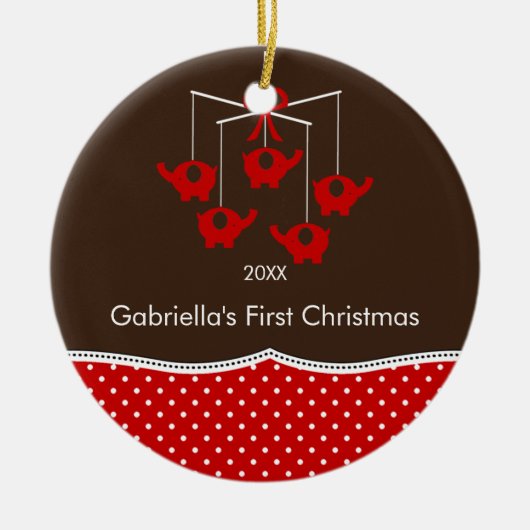 Olifant Mobiele Baby's Eerste Kerst Ornament (Voorkant)