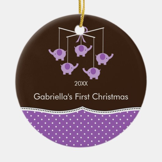 Olifant Mobiele Eerste Kerstmis Babyornament Keramisch Ornament (Voorkant)