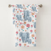 Olifant moeder, baby bloemen patroon Moederdag Bad Handdoek (Insitu)