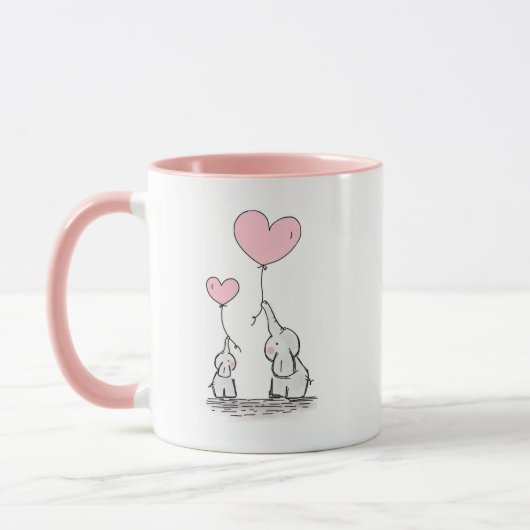 Olifant Moeder & Baby Roze Moederdag Baby Shower Mok (Links)