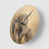 Olifant Moeder & Baby Wandklok | (Hoek)
