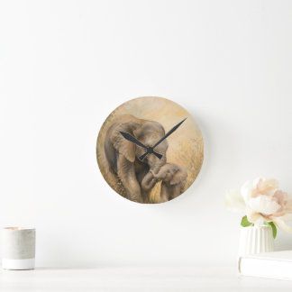 Olifant Moeder & Baby Wandklok |
