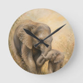 Olifant Moeder & Baby Wandklok | (Voorkant)