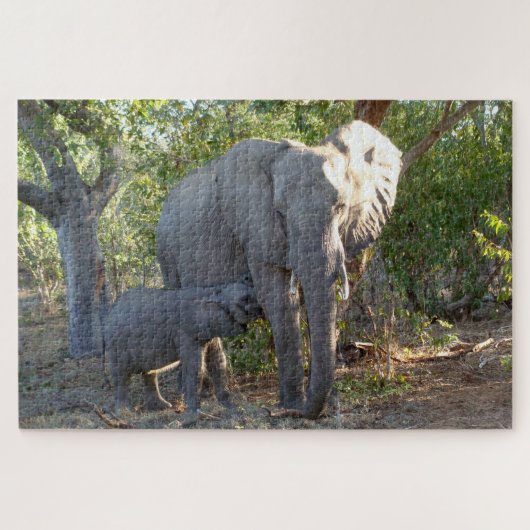 Olifant Moeder en Baby 20 x 30Jigsaw Puzzel (Horizontaal)