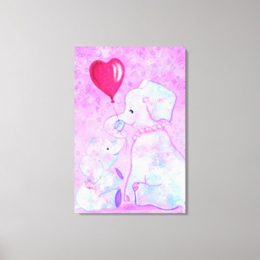 Olifant Moeder en Baby Canvas Print Schilderij (Voorkant)