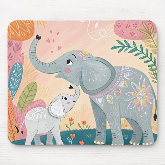 Olifant Moeder en Baby Muismat (Voorkant)