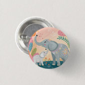 Olifant Moeder en Baby Ronde Button 3,2 Cm (Voorkant /achterkant)
