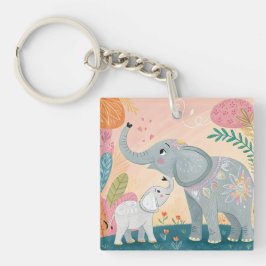 Olifant Moeder en Baby Sleutelhanger