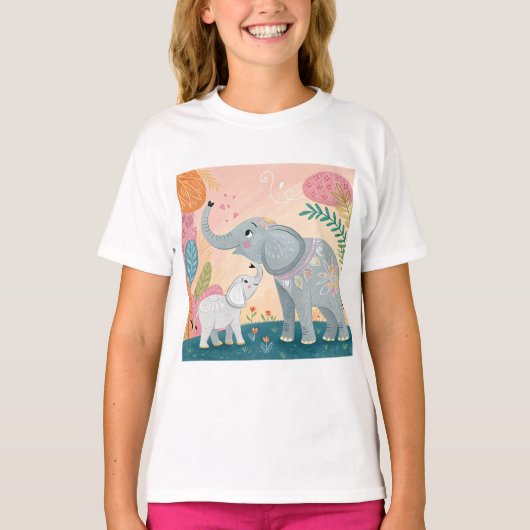 Olifant Moeder en Baby T-shirt (Voorkant)