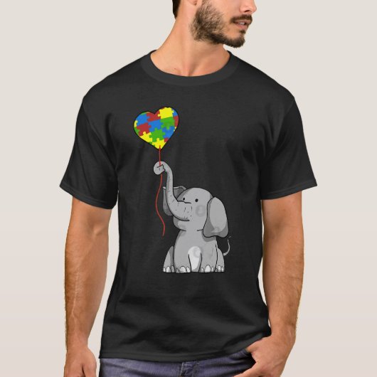 Olifant Moeder Met Kind Autisme Bewustzijn Hart Ba T-shirt (Voorkant)