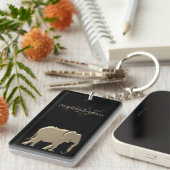 Olifant Monogram Goud en Zwart Sleutelhanger (Voorkant Rechts)
