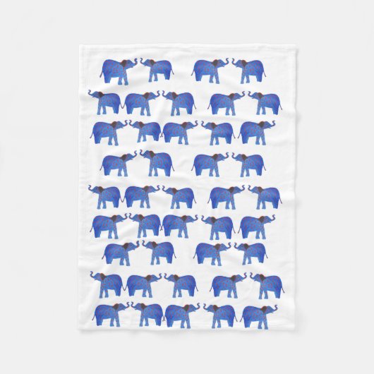 Olifant Mood Fleece Deken, Blauwe Olifant Deken (Voorkant)