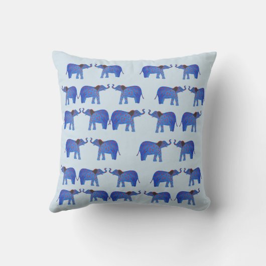 Olifant Mood Kussen, Blauwe olifant patroon Kussen (Achterkant)