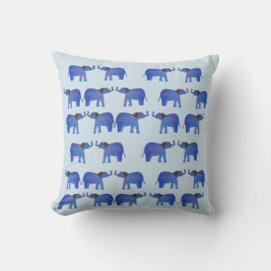Olifant Mood Kussen, Blauwe olifant patroon Kussen