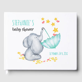 Olifant Moon and Stars Waterverf Baby shower Gastenboek