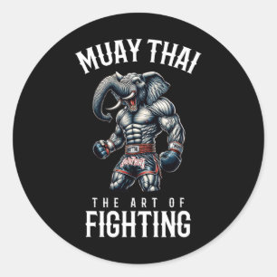 Olifant Muay Thai - Kickboksen en Olifant Thaiboks Ronde Sticker