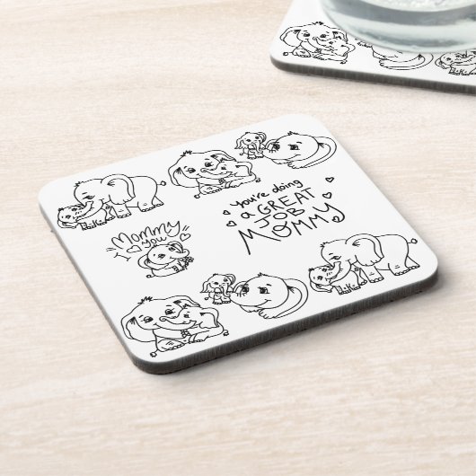 Olifant Mum & Me Moederdag Bier Onderzetter (Linkerzijde)