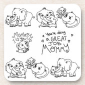 Olifant Mum & Me Moederdag Bier Onderzetter (Voorkant)