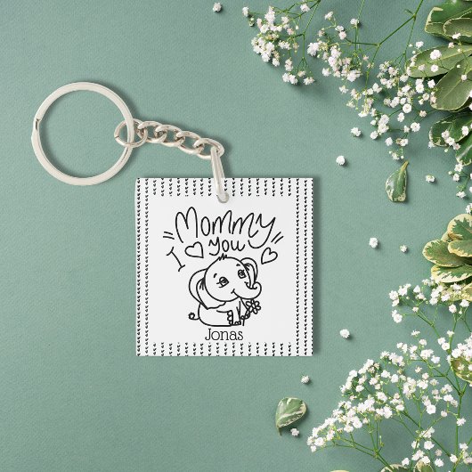 Olifant Mum & Me Moederdag custom Sleutelhanger