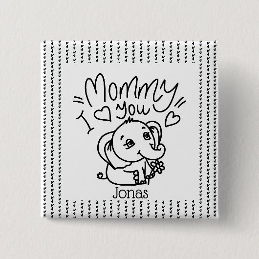 Olifant Mum & Me Moederdag custom Vierkante Button 5,1 Cm (Voorkant)