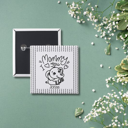 Olifant Mum & Me Moederdag custom Vierkante Button 5,1 Cm