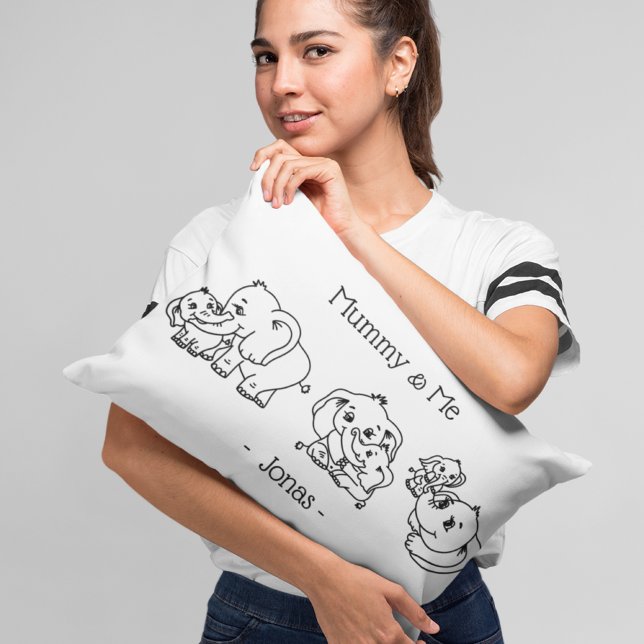 Olifant Mum & Me Moederdag gepersonaliseerd Accent Kussen (Elephant Mum & Me Mother's Day personalized Accent Pillow)